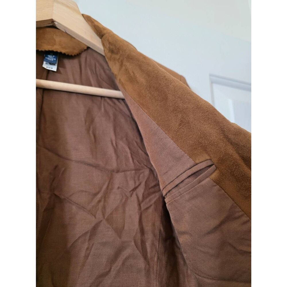 Vintage Polo Ralph Lauren Kids Size 10 Brown Lamb Suede Jacket Made in Italy - Picture 5 of 12